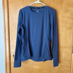 Spyder Active Long Sleeve‎ Top Womens Large Blue Performance Shirt Thumbholes